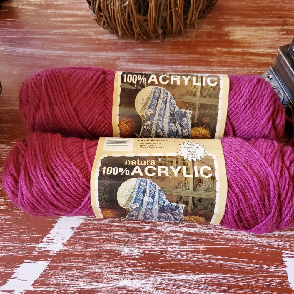 Natura 100% Acrylic Vintage Yarn - Aurora Pink 32 - Bundle of 2 - Total wt 6 oz